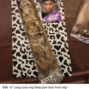 $98 •5" Long curly wig Deep part lace front wig *